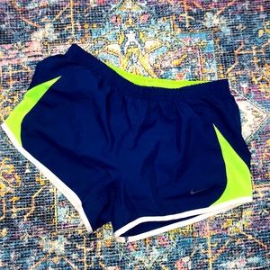 Nike SM Athletic Running Shorts, Blue Green & White, Built-In Strap